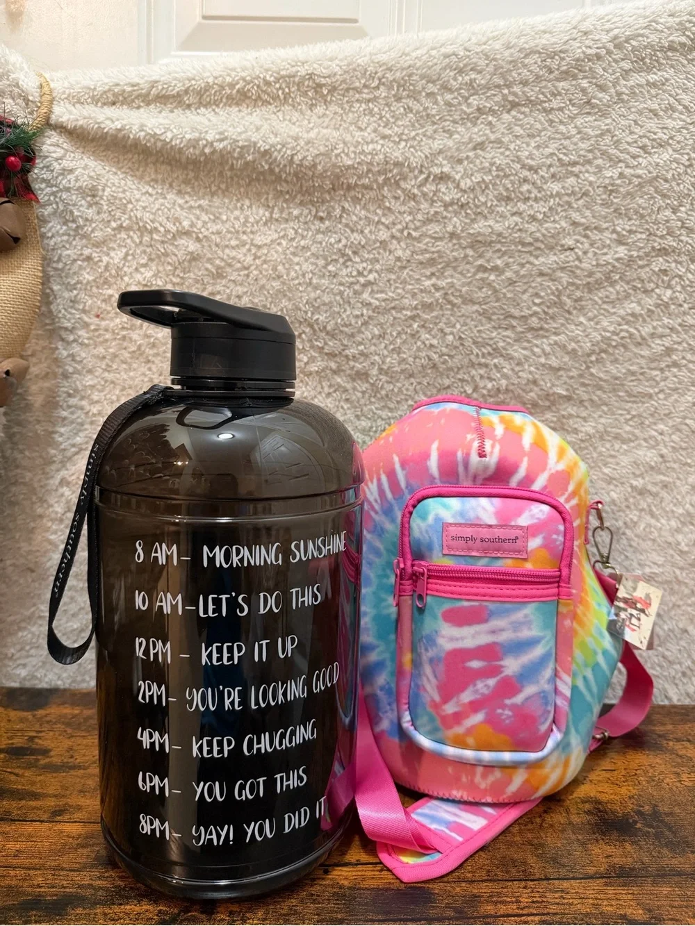 Simply Southern Large Water Bottle Tie Dye Sleeve Strap 1 Gal Jug Drinking NEW